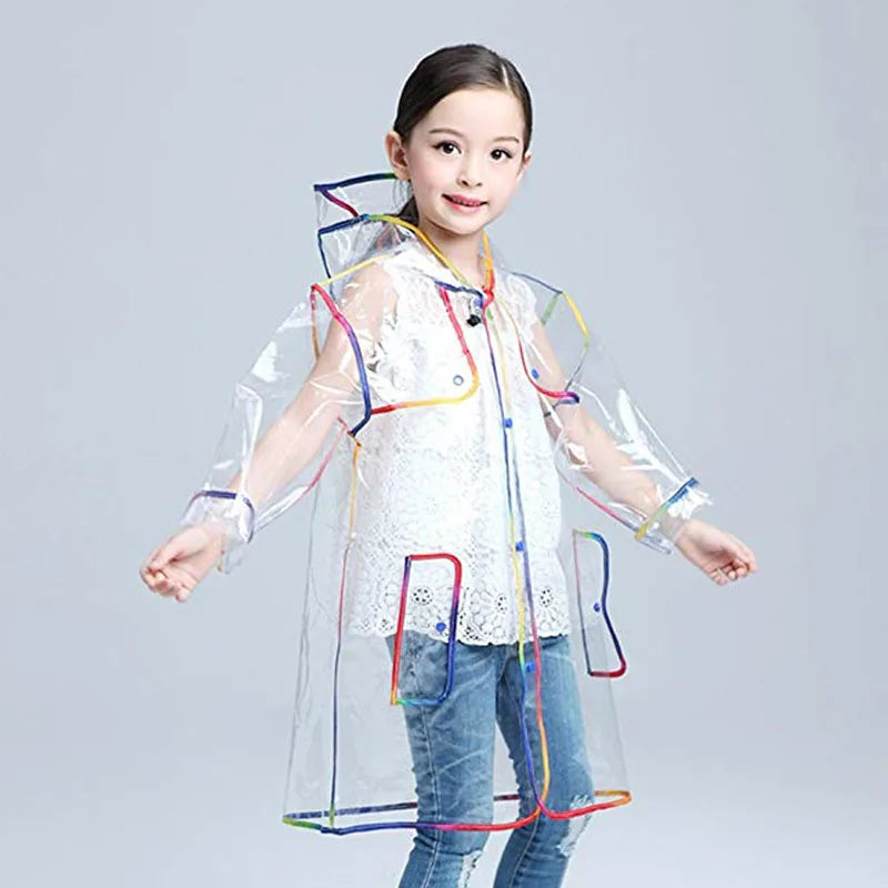 Transparent Rainbow Edge Kids Raincoat