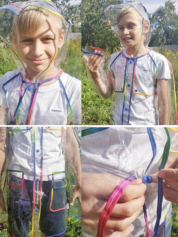 Transparent Rainbow Edge Kids Raincoat