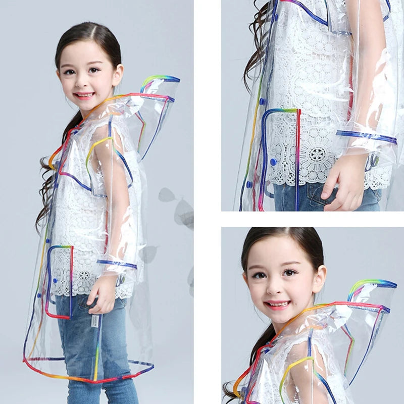 Transparent Rainbow Edge Kids Raincoat