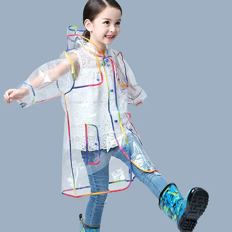 Transparent Rainbow Edge Kids Raincoat