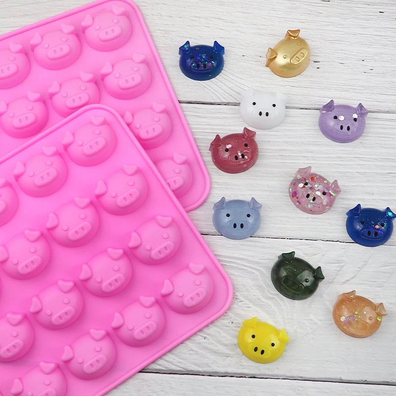 Cartoon Silicone Mold Stitch Bear, Mouse, Cat, Pig, Duck