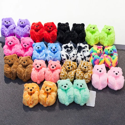 Children's Warm Teddy Bear Slippers