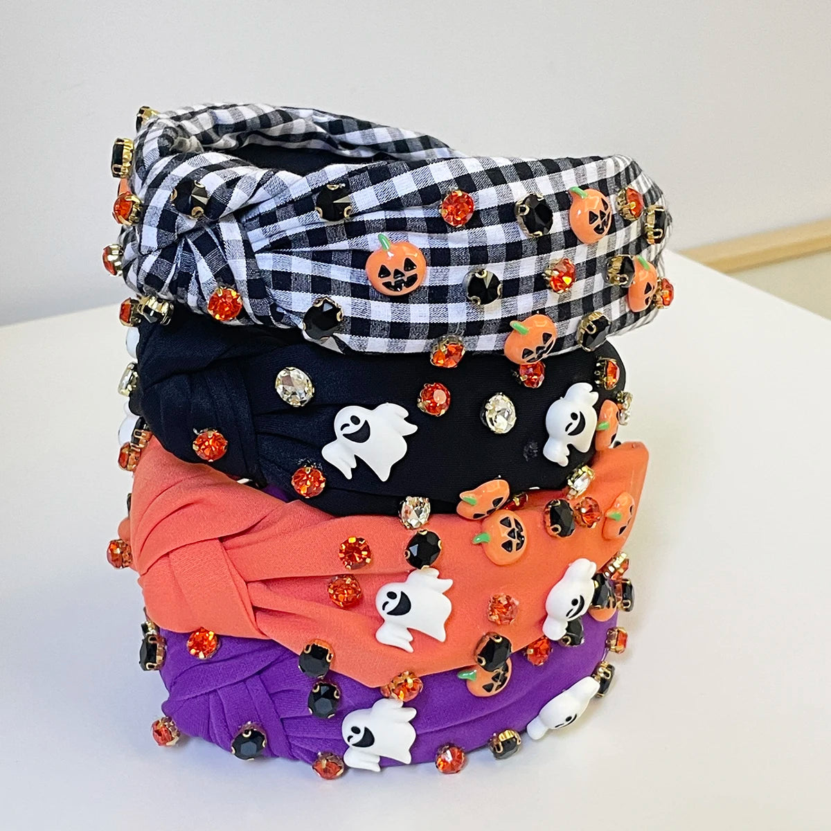 Halloween Rhinestone Padded Sponge Knot Hairband