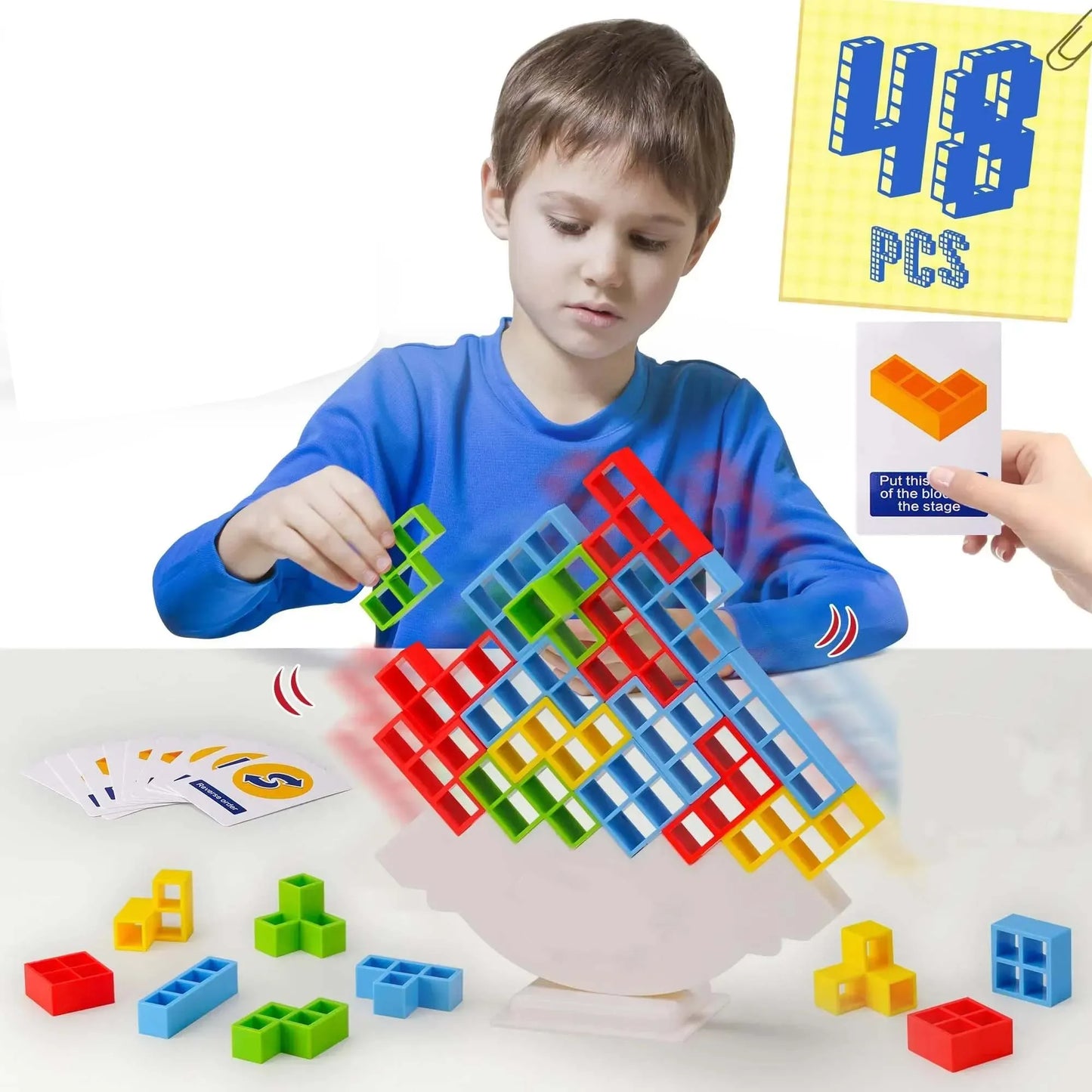 48 Block Building Brick Balance Game