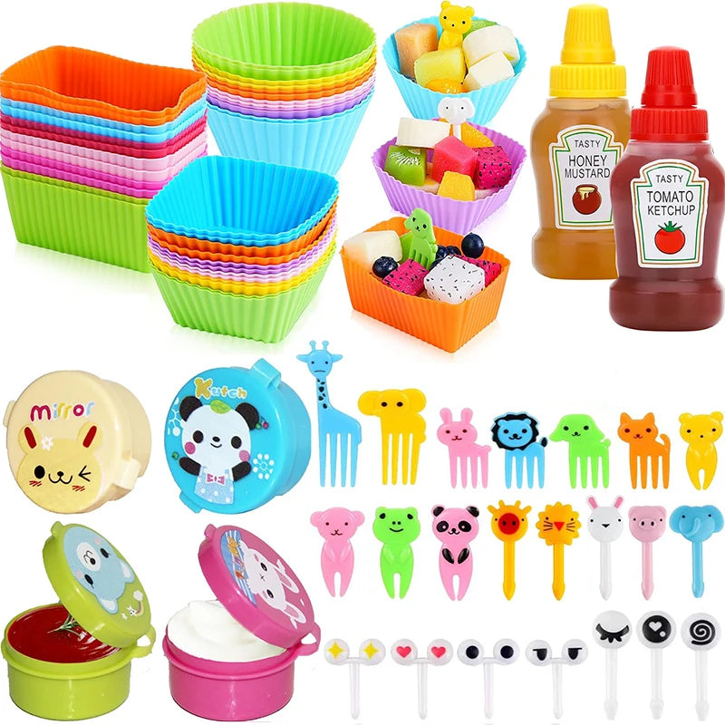 Bento-Box Accessories Set Silicone Lunch Box Dividers