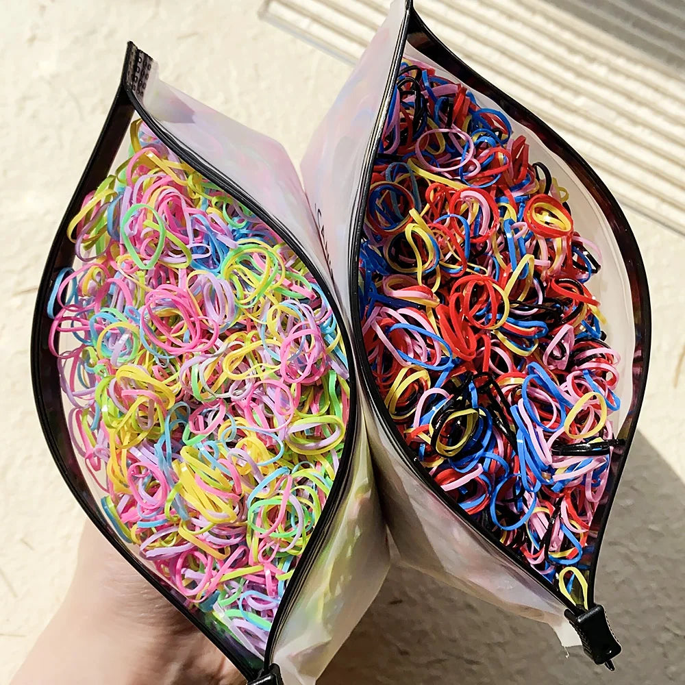 1000pcs Girls Disposable Rubber Bands