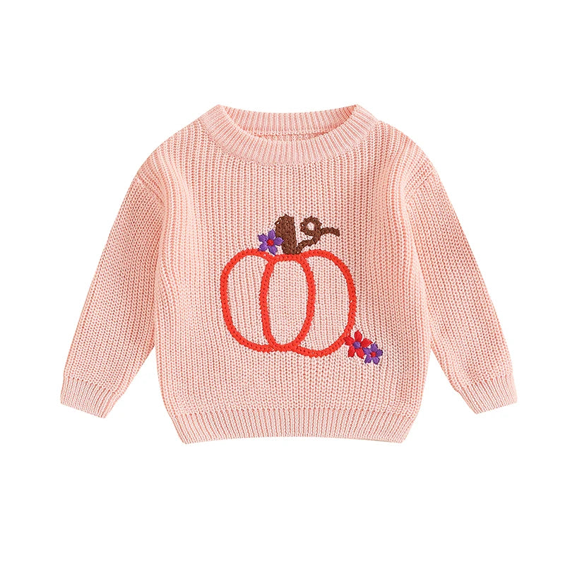 Embroidered Long Sleeve Girls Sweater