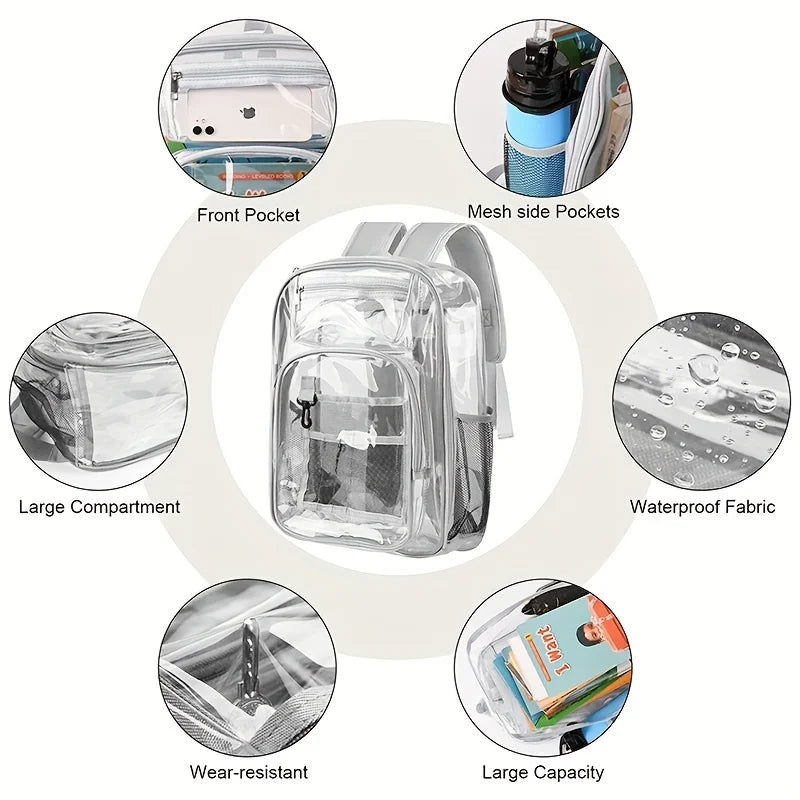 Clear Backpack, Large Heavy Duty PVC Transparent Backpack