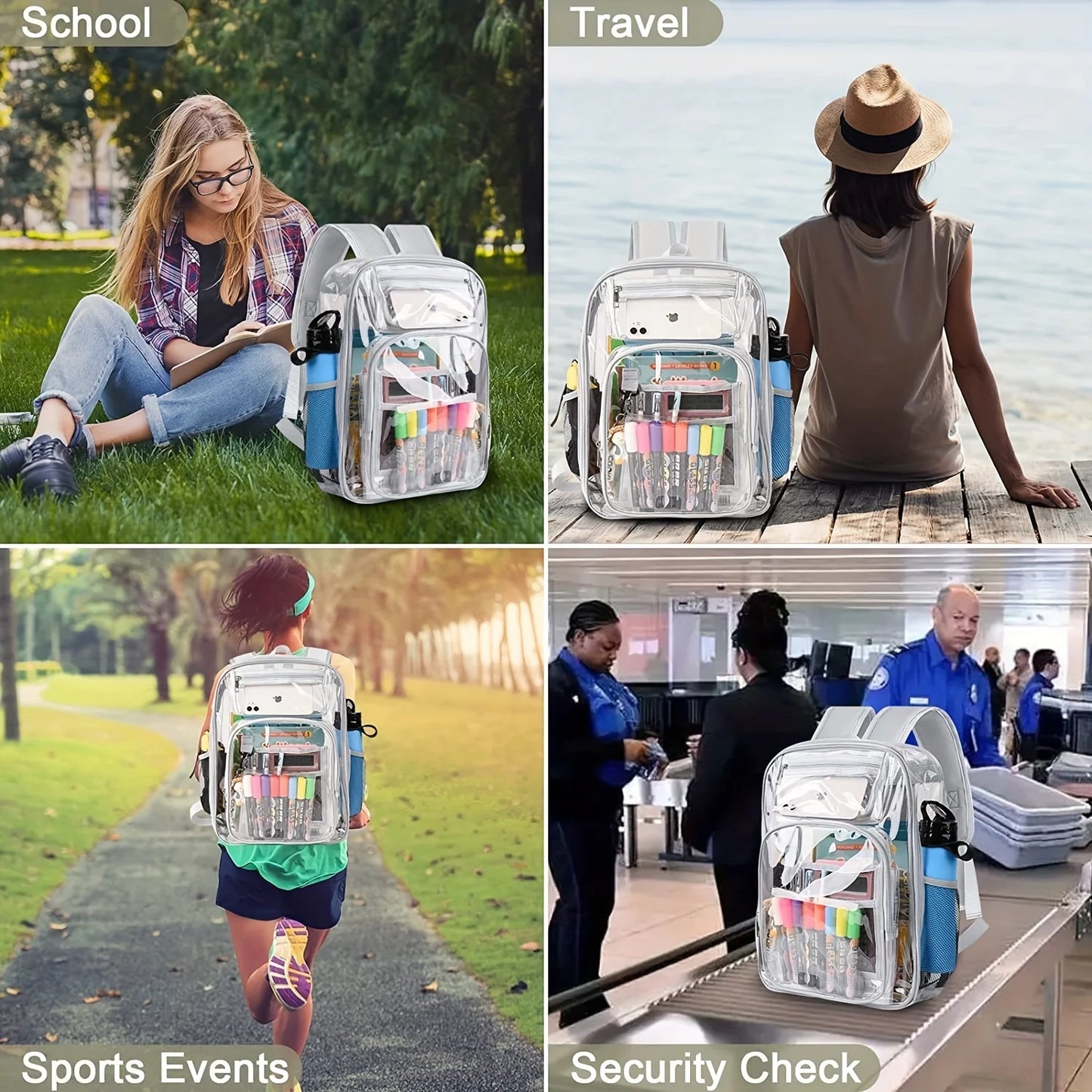 Clear Backpack, Large Heavy Duty PVC Transparent Backpack